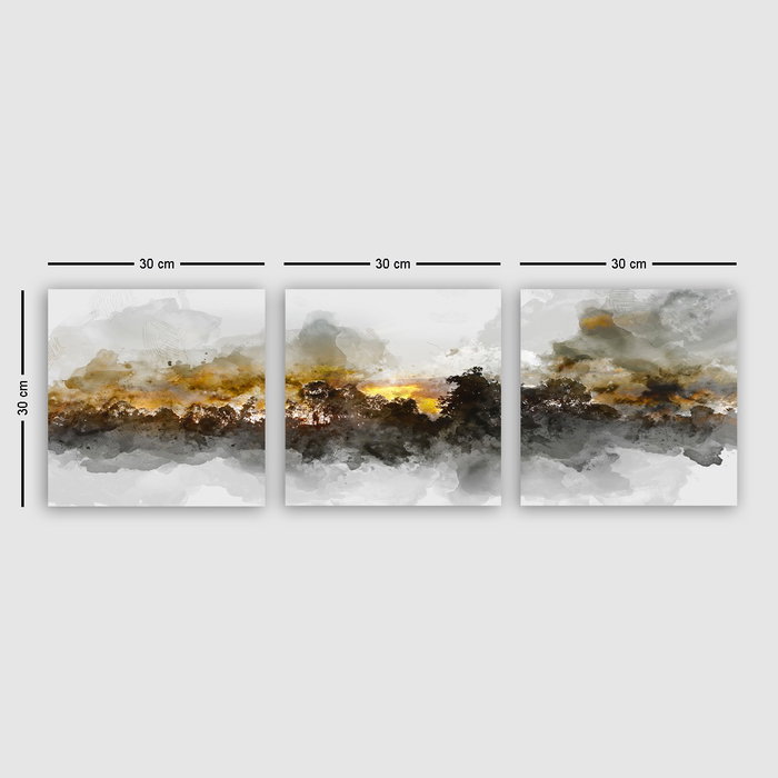 Wallity Conjunto de 3 Pinturas Decorativas en Lienzo Multicolor